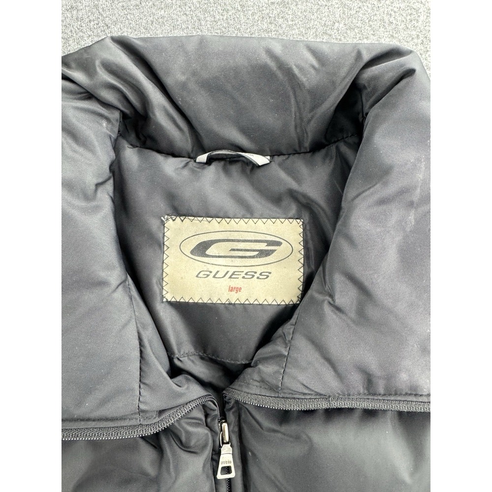 Guess Jacket Womens Size Large Black Quilted Puffer Down Coat Hidden Hoodie Ski‎ - Picture 3 of 16
